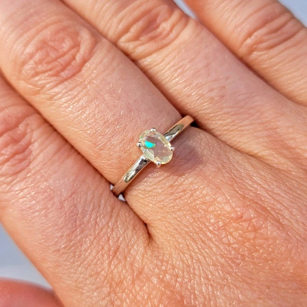 Ethiopian Opal Ring Style 1 - 925 Sterling Silver