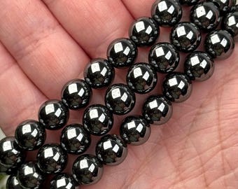 Hematite Bracelet | 4-8mm | - No. 641 (Polished Black Crystal Jewelry, Root Chakra)