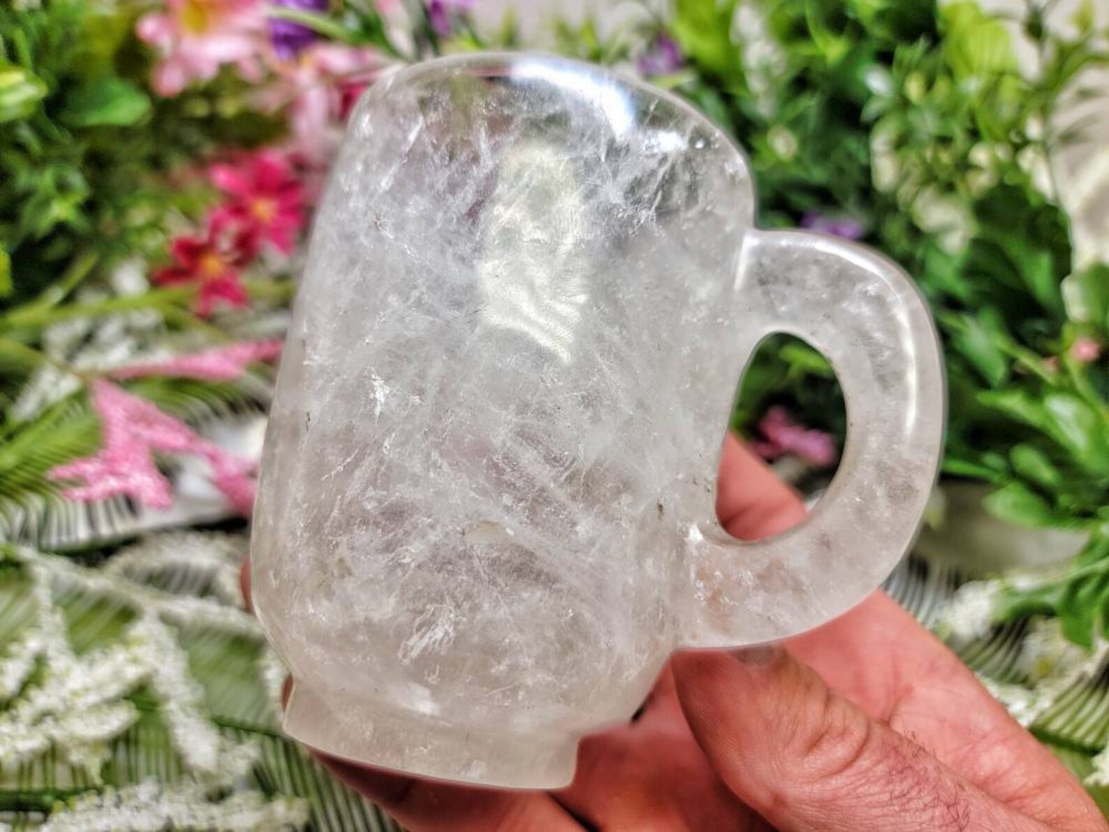 Clear Quartz MUG Coffee Cup with Handle Crown Chakra 7 Etsy