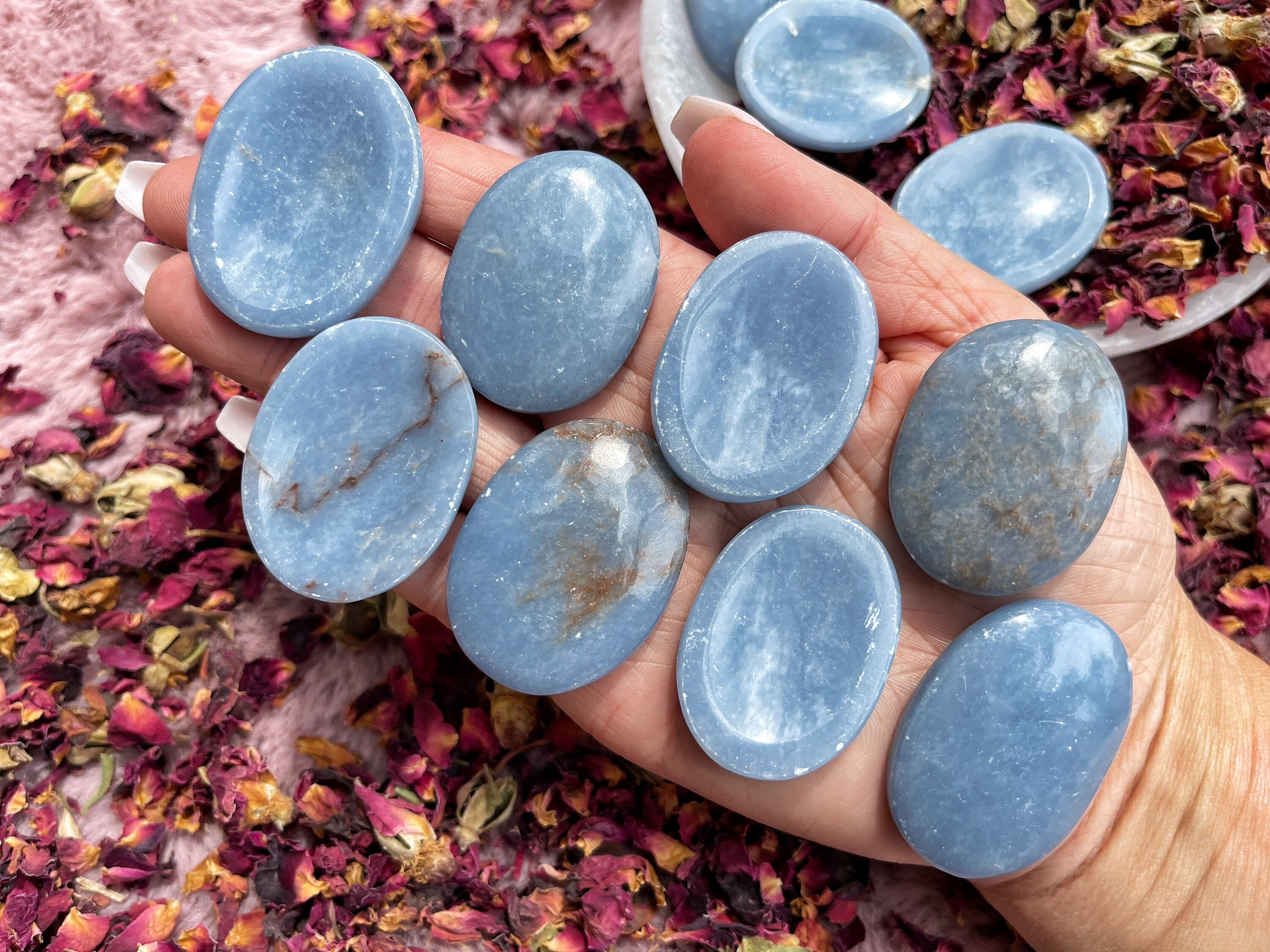 Angelite Worry Stone - From Peru - Angelite Stone - No.32