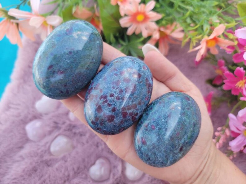 Ruby in Kyanite Palm Stone Natural Glow 
