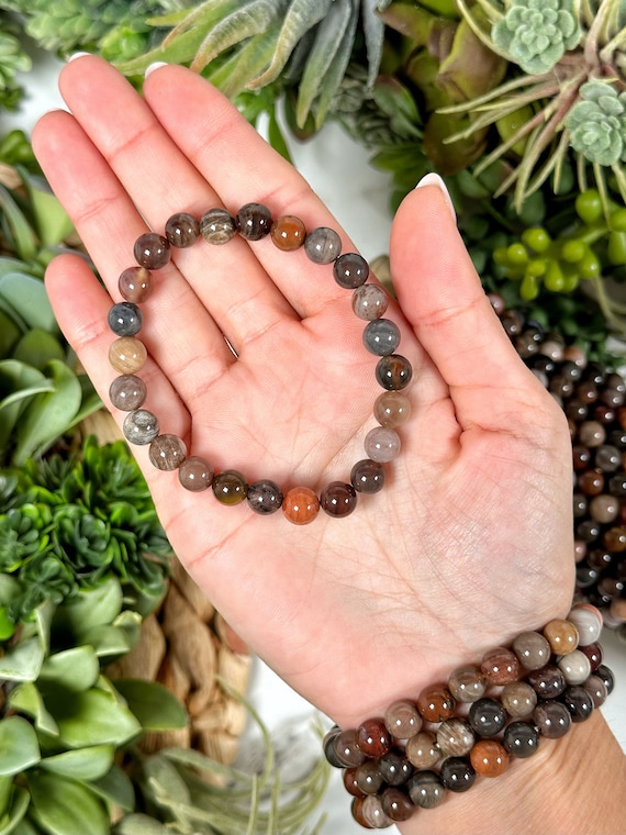 Petrified Wood Bracelet | 8mm | - No. 614 (polished Brown & Red