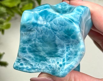 Larimar Freeform | 195g | - #5 (Polished Blue Crystal Chunk, Throat Chakra, Healing Stone, Peace)