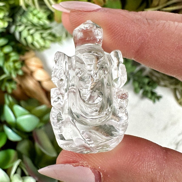 Clear Quartz Mini Ganesha - Crown Chakra - No. 34