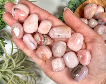 Pink Opal Tumble | S, L | - No. 450 (Polished Crystal Pocket Stone, Heart Chakra, Healing Stone, Compassion)