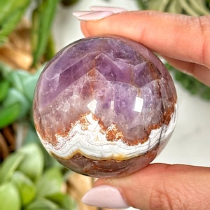 Crazy Lace Agate Amethyst Sphere - #13