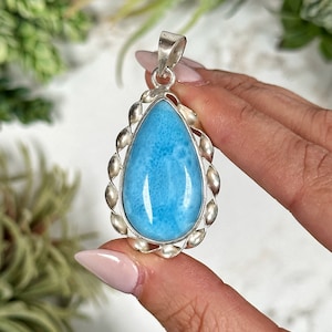 Sterling Silver Larimar Teardrop Necklace - #1