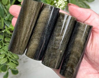 Gold Sheen Obsidian Cylinder | 40g | - No. 993 (Polished Black Crystal Carving, Root Chakra Stone)