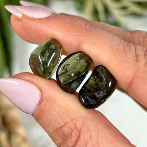 One Polished Moldavite Bead - Drilled for Jewelry Making