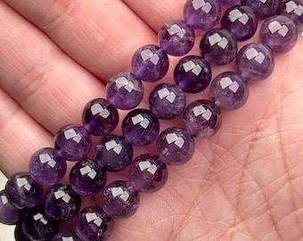 Amethyst Bracelet | 8-12mm | - No. 621 (Polished Purple Crystal Jewelry, Crown Chakra)