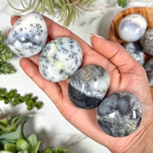 Dendritic Opal Palm Stones - Root and Crown Chakra - No. 112