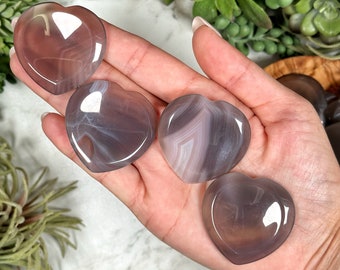 One Agate Heart Worry Stone - Root Chakra - No. 379