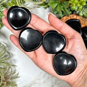 Black Obsidian Heart Worry Stone  - Root Chakra - No. 347