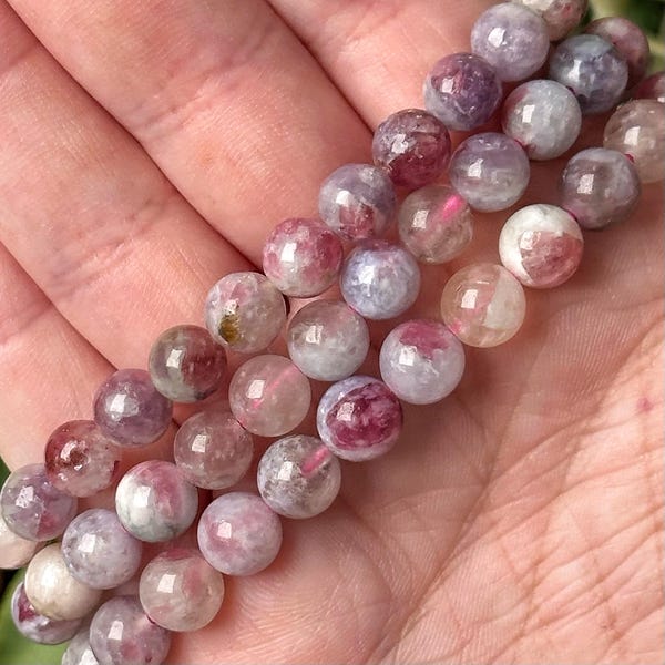 Unicorn Stone Bracelet | 7mm | - No. 662 (Polished Purple & Pink Crystal Jewelry, Third-Eye Chakra, Compassion)