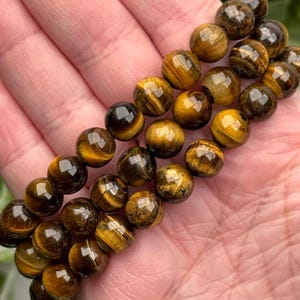 Armband met tijgeroog | 4-12 mm | - Nr. 718 (Sieraden van gepolijst geel kristal, zonnevlechtchakra, zelfvertrouwen)