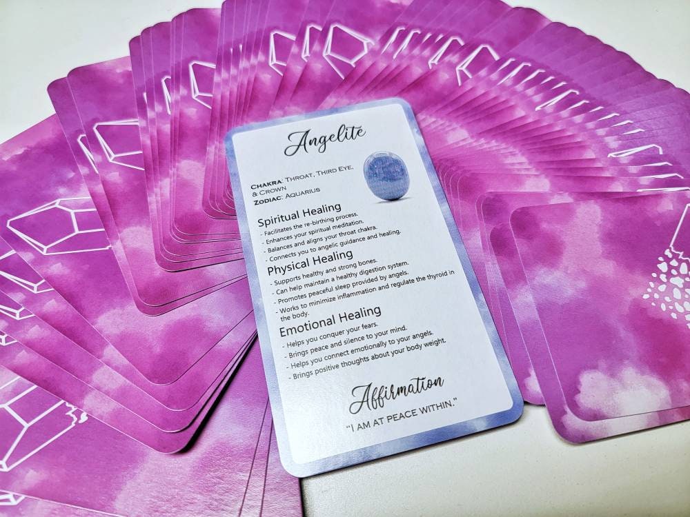 Intuitive 60 Card Crystal Deck - Made By Rachel - Healing Information Cards- Used like Tarot, Oracle or Angel Cards