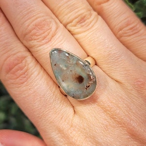 Chrysoprase Adjustable Ring - Heart Chakra - 925 Sterling Silver