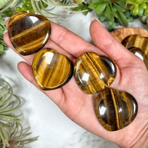 Flashy Tiger&#39;s Eye Heart Worry Stone - Root, Sacral, and Solar Plexus Chakra - No. 377