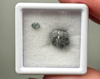 Alexandrite Set | Raw & Polished | - #2 (Raw Green Crystal Specimen, Crown Chakra Stone)