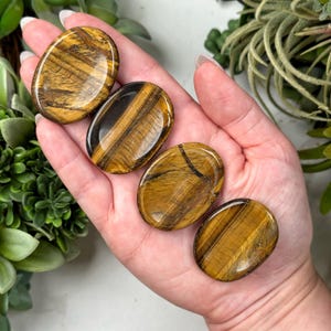 Flashy Tiger&#39;s Eye Worry Stone - Root, Sacral, and Solar Plexus Chakra - No. 388