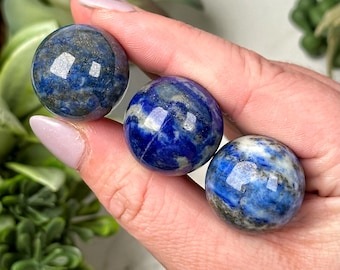 Lapis Lazuli Mini Sphere | S, L | - No. 553 (Polished Blue Crystal Ball, Throat Chakra, Healing Stone)