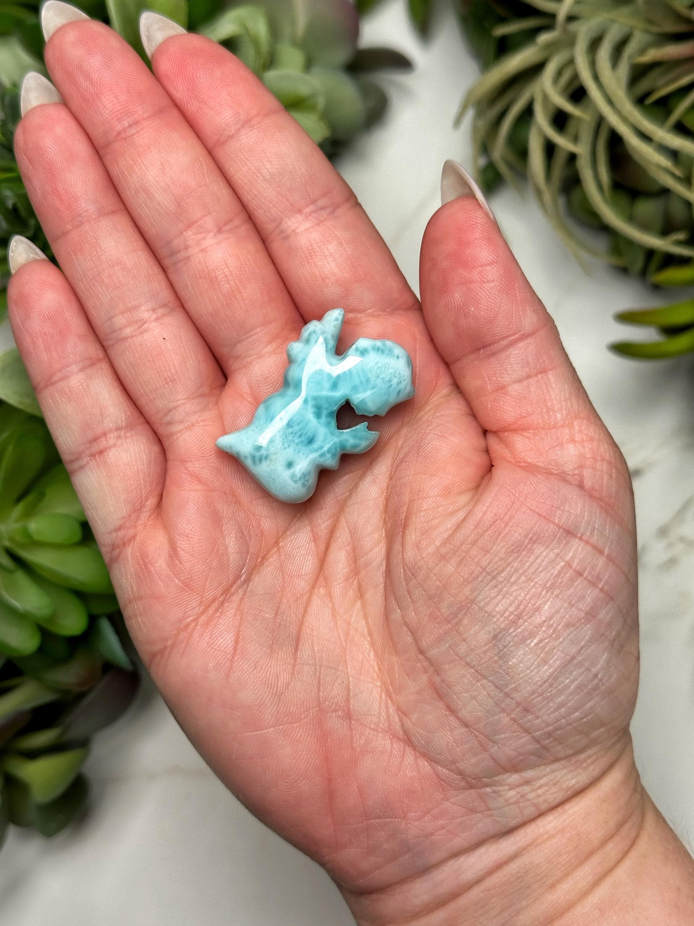 Larimar Angel | 11g | - #3 (polished Blue Crystal Carving, Throat