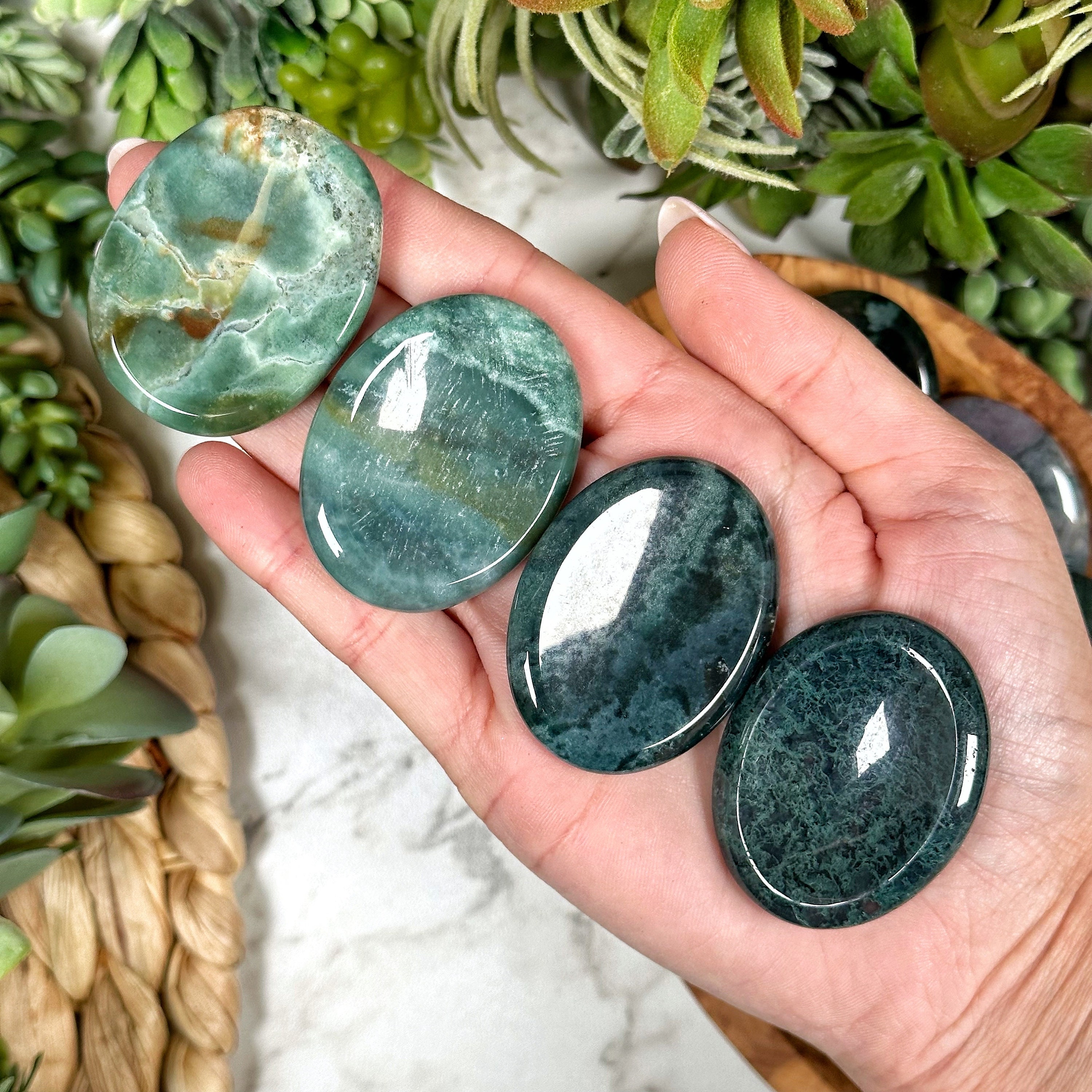 Moss Agate Worry Stone Moss Agate Worry Stone