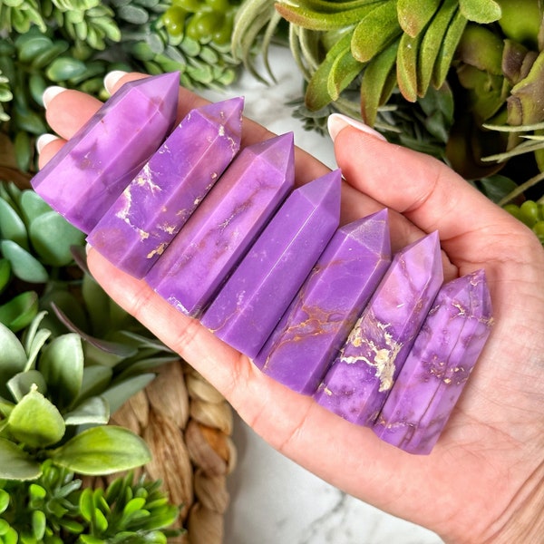 Phosphosiderite Point | 17-25g | - (Polished Purple Crystal Tower, Third-Eye Chakra Stone)