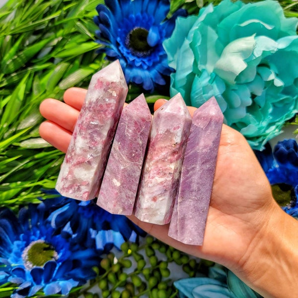 Rubellite Tourmaline with Lepidolite Towers - Heart Chakra