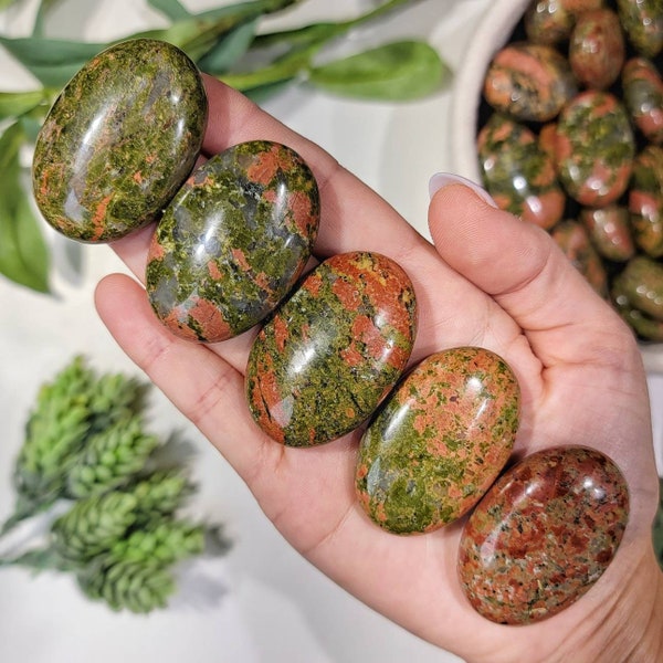 Small Unakite Palmstone - Heart Chakra - No. 125