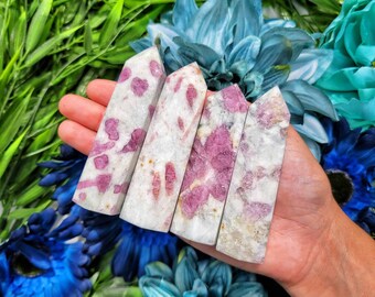 Pink Tourmaline in Quartz Point - Heart Chakra Stone- Self-Standing