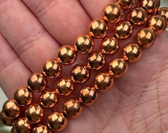 Copper Bracelet | 8mm | - No. 631 (Polished Orange Crystal Jewelry, All Chakras)