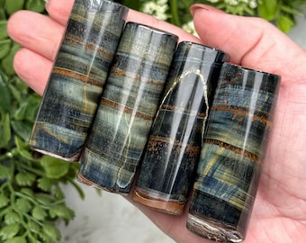 Blue Tiger's Eye Cylinder | 60g | - No. 976 (Polished Blue Crystal Carving, Solar Plexus Chakra)