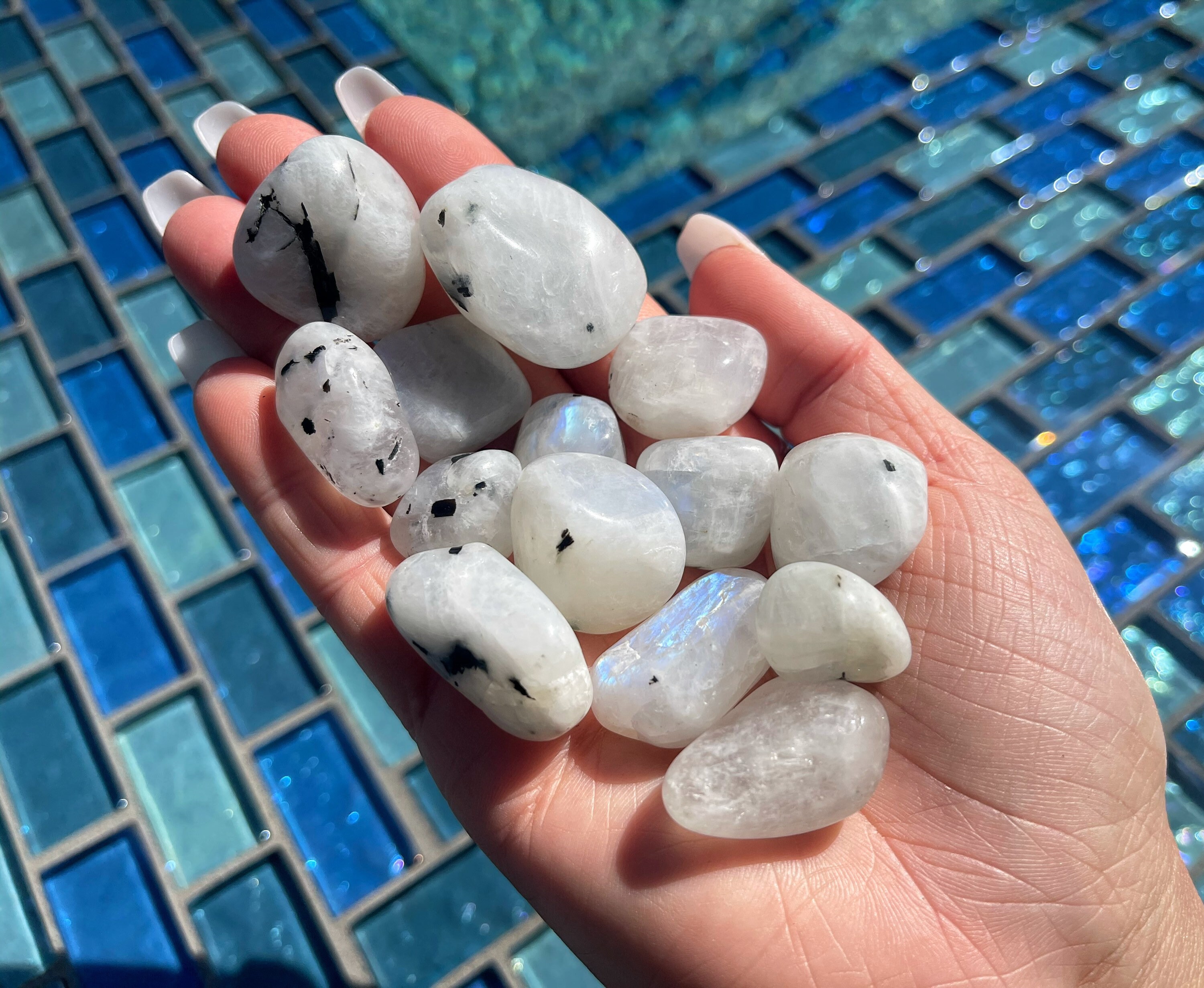 Moonstone Tumbled Stone, Blue Flash Moonstone, Protection Stone, Heal…