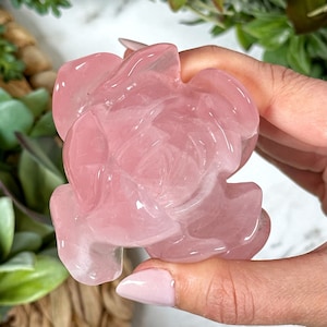 Elegant Hand Carved Rose Quartz Flower - Designer Rose - #5