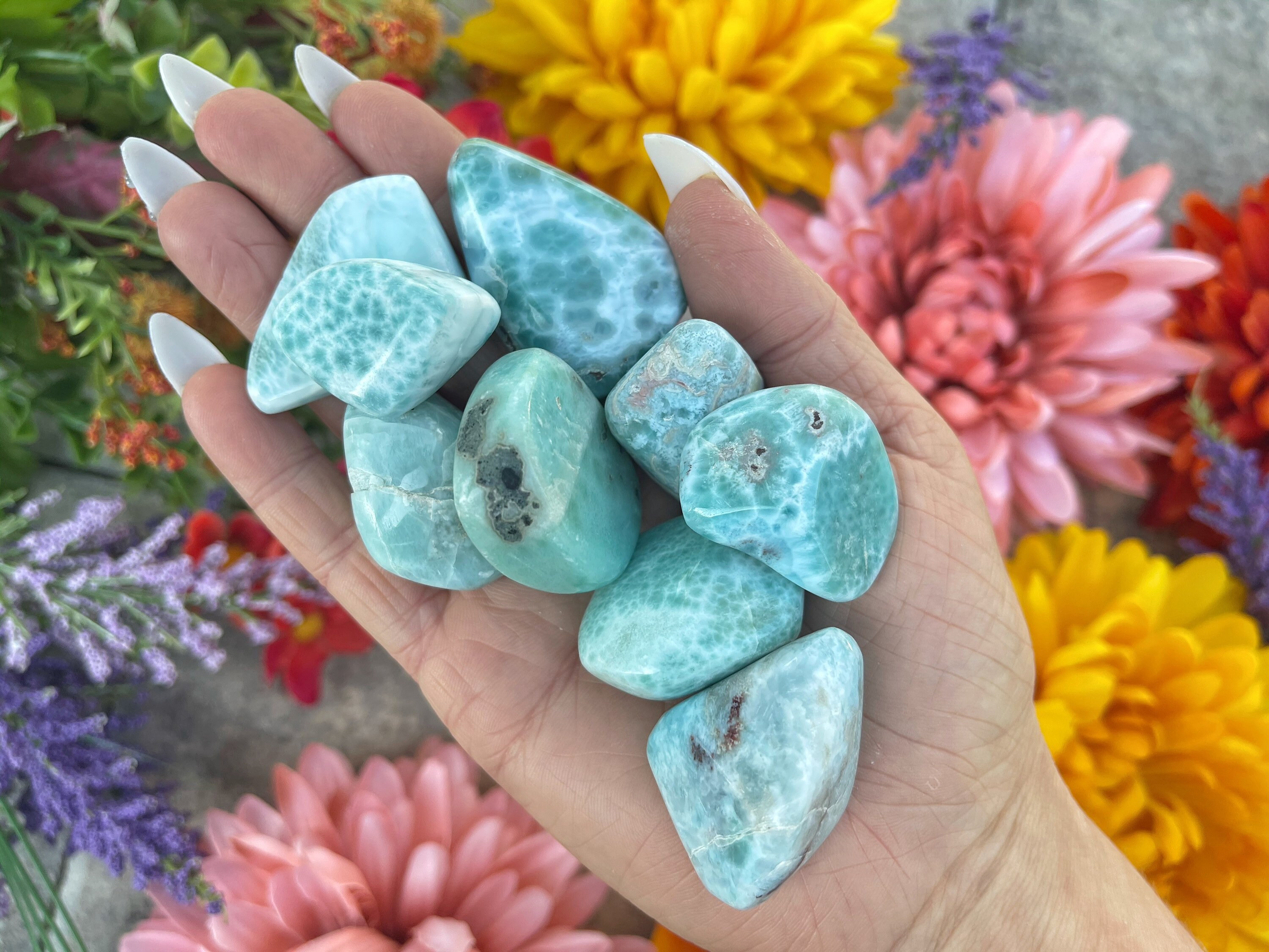 ONE Tumbled Larimar Stone from Dominican Republic - Small/Medium/Larg…