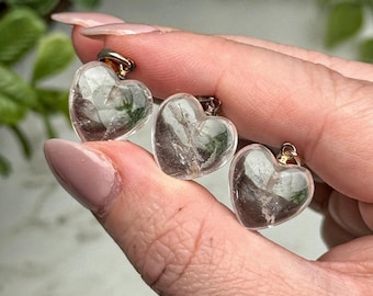 Clear Quartz Heart Pendant | 2g | - No. 286 (Polished White Crystal Necklace Jewelry, Crown Chakra)