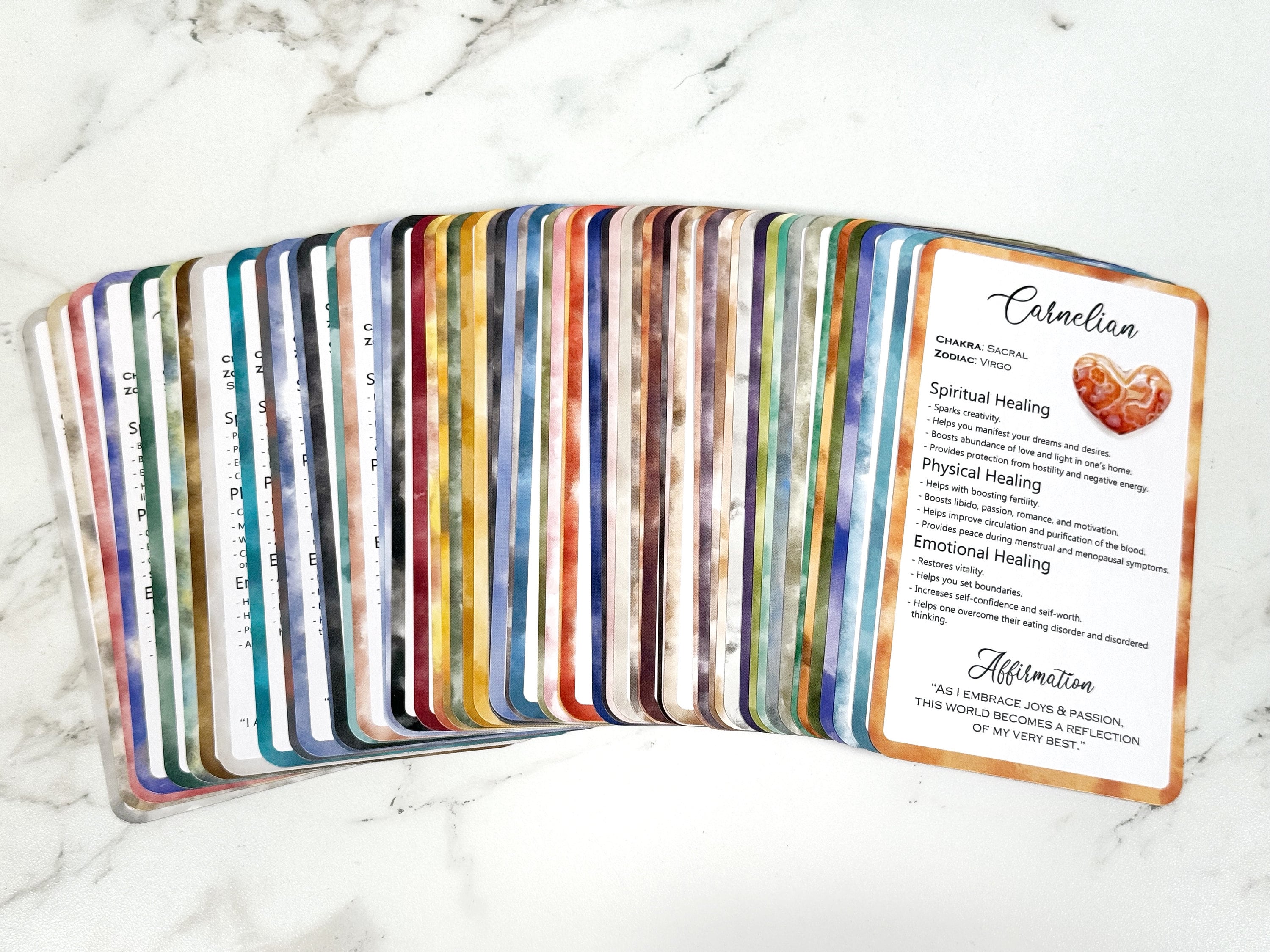 Intuitive 60 Card Crystal Deck - Made By Rachel - Healing Information Cards- Used like Tarot, Oracle or Angel Cards