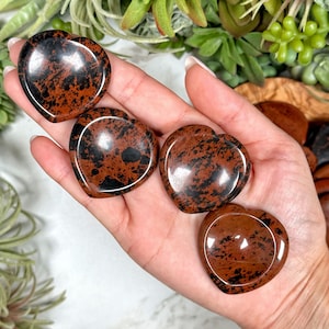 Mahogany Obsidian Heart Worry Stone - Root Chakra - No. 359