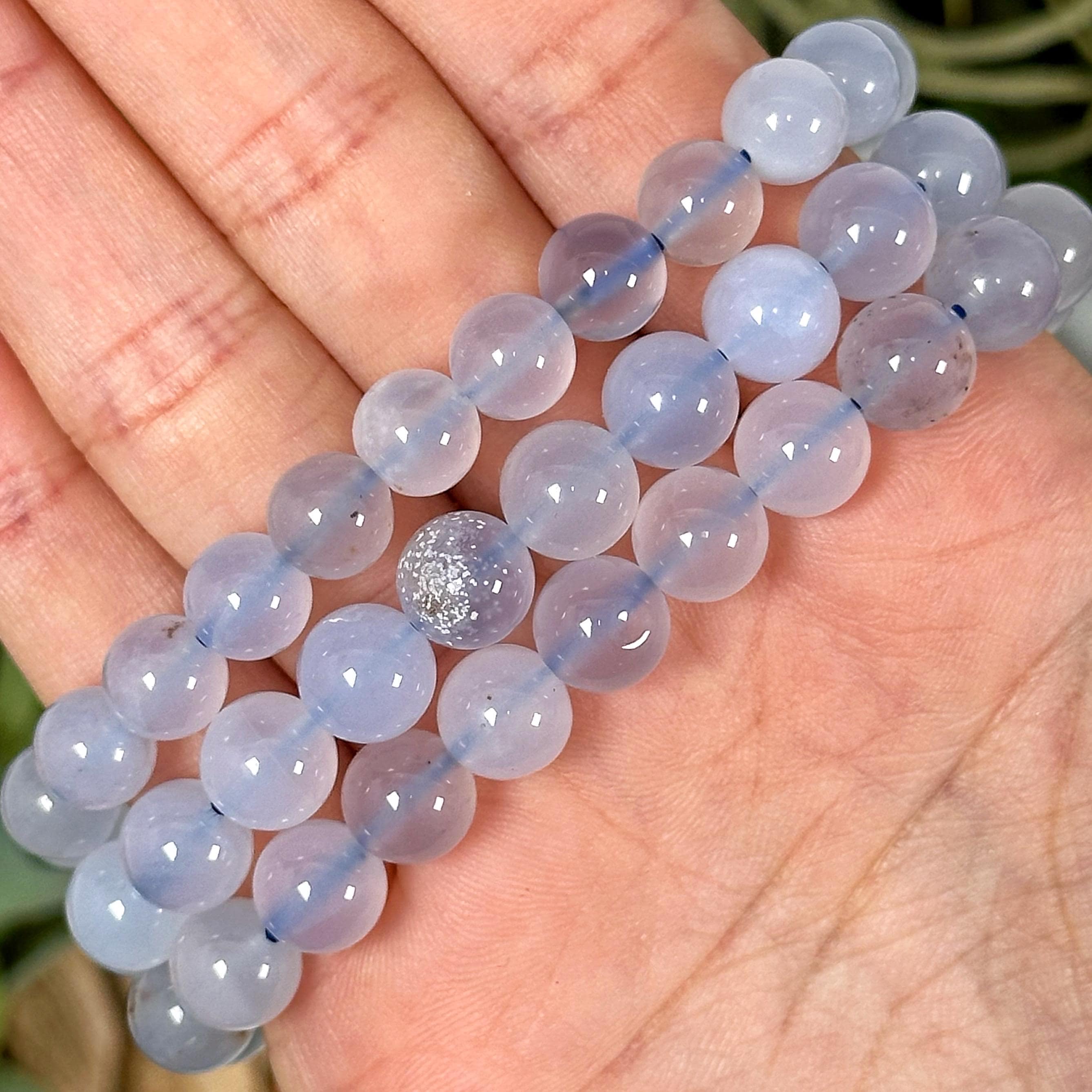 Blue Chalcedony Bracelet - Throat and Third-Eye Chakra - No. 734