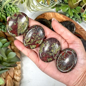 Dragon's Blood Jasper Calming Stone | 38mm | - No. 394 (Red Green Pocket Worry Crystal, Root)