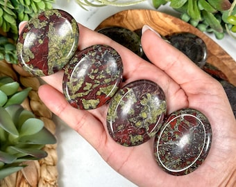 Dragon's Blood Jasper Calming Stone | 38mm | - No. 394 (Red Green Pocket Worry Crystal)