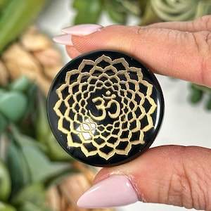 Black Obsidian Ohm Mini Discs - Root Chakra - No. 971