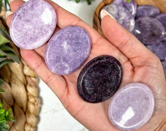 Lepidolite Worry Stone - Heart and Third-Eye Chakra - No. 371