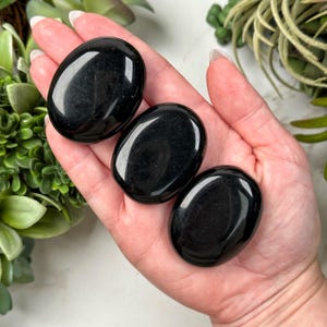 Black Obsidian Palmstones  - Root Chakra - No. 187
