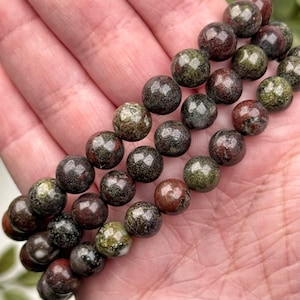 Dragon's Blood Jasper Bracelet | 6-10mm | - No. 611 (Polished Red & Green Crystal Jewelry, Root Chakra)