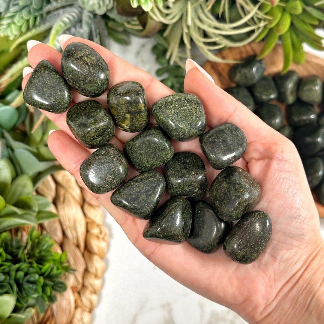 Asterite Tumble | S, L | - No. 449 (polished Green Crystal Pocket Stone ...