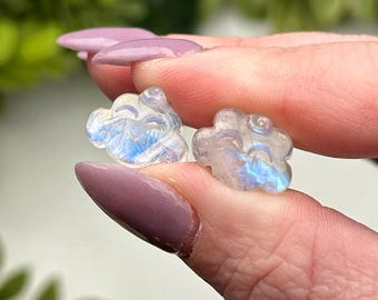 Moonstone Mini Happy Cloud | XXS, XS | - No. 933 (Polished White Crystal Carving, Crown Chakra)