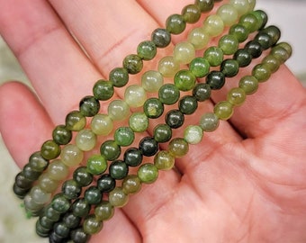 4mm Nephrite Green Jade Bracelets - Heart Chakra - No. 624