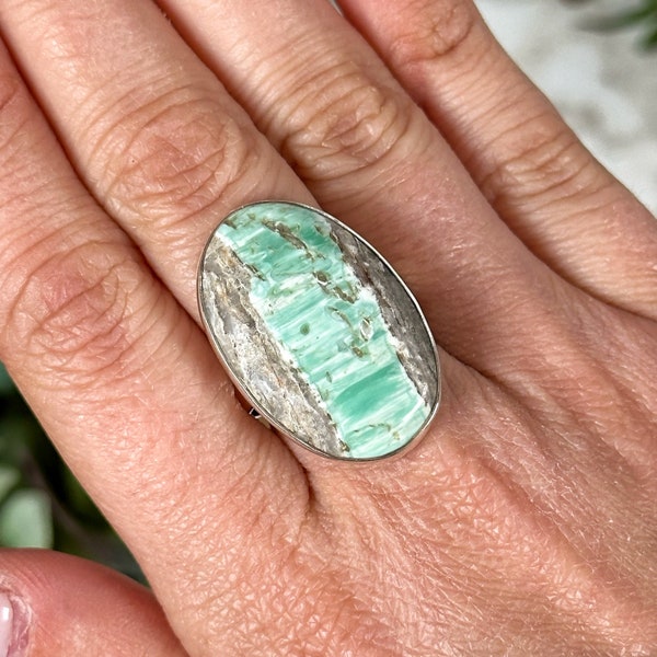 Variscite Adjustable Ring - 925 Sterling Silver